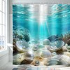 Undersea Shower Curtain Blue Ocean Under Sea Sand Bathroom Curtain