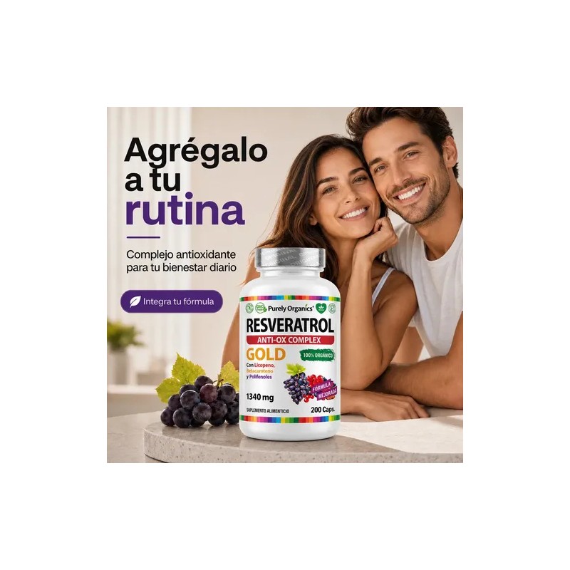 Resveratrol Gold 200 Cápsulas Suplemento Antioxidante Transresveratrol Complejo Antioxidantes Polifenoles