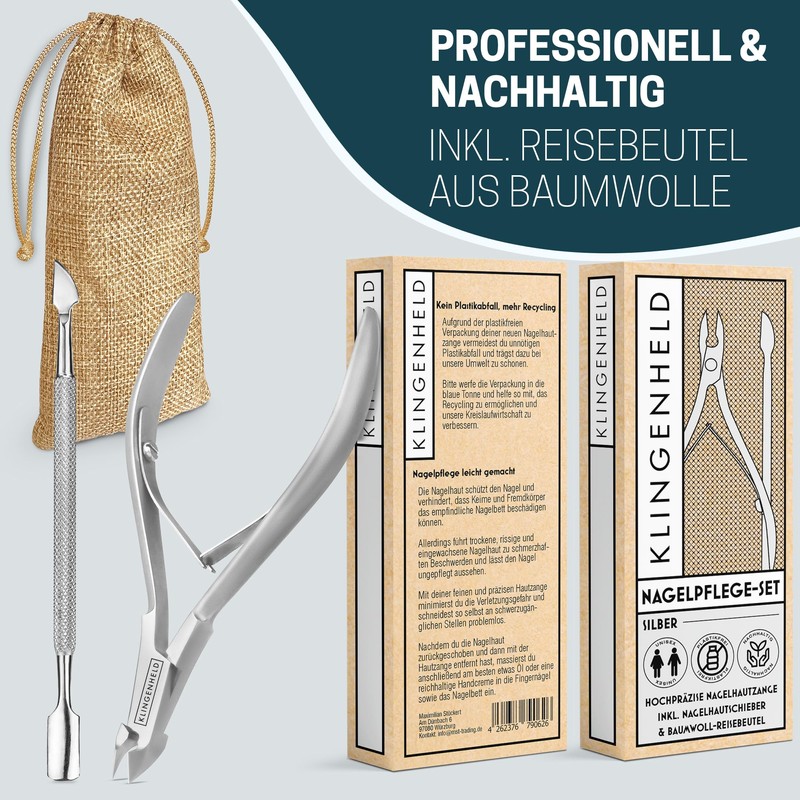 KLINGENHELD® Precise Cuticle Nippers with 1 Cuticle Pusher - Very