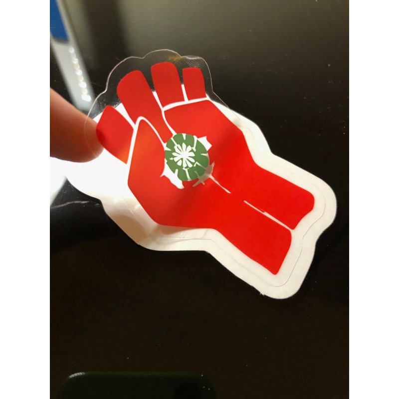 Double Thumb Peyote Fist - Clear Weatherproof Vinyl Decal