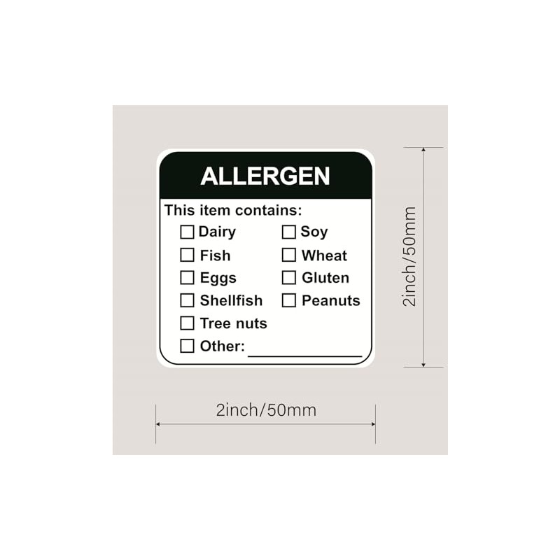 Allergen Warning Label Stickers,2inch 300pcs Food Allergy Warning Sticker for