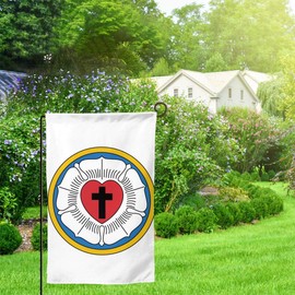 IDNUYIA Garden Flag Vertical, Seasonal Spring Holiday Outdoor Decoration 12.5 X 18 Inch Lutheran Coat of Arms