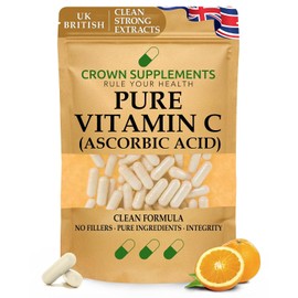 Pure Vitamin C Capsules Ascorbic Acid | Clean Supplements | Crown Supplements UK (270 Cpasules)