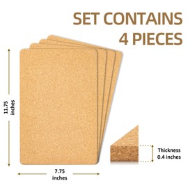 Cork Trivets for Hot Dishes, Trivets for Hot Pots and Pans 11 3/4 x 7 3/4 inches 4 Pcs, Hot Pad Mats for Kitchen Table, Large Coaster to Protect Countertop, Cooking Pot Holder (4 Rectangular)