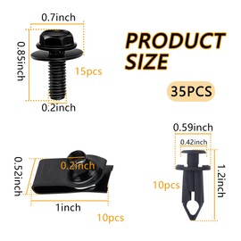 35PCS Car Clips Fasteners for Engine Cover Compatible with Infiniti G35 G37 G37X FX35,Screw & Bolt Assortment Sets of Front Engine Splash Shield Guard Under Car,Car Push Retainer Clips