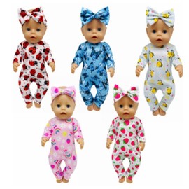 UPINS 5 Sets Baby Doll Accessories Baby Doll Clothes and Headbands for 16-18 Inch New Born Baby Doll 10 PCs Baby Doll Clothes Dresses Outfits Pjs Jumpsuits Doll Clothes and Accessories