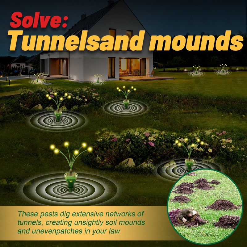X-octenol 4 Pack Mole Repellent for Lawns Solar Powered Gopher