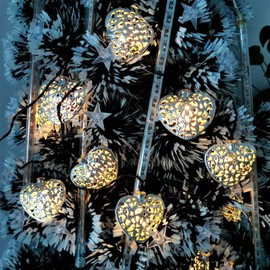 KEEDA Solar Iron String Lights - Waterproof Fairy Decorative Lights for Outdoor Garden Yard Christmas Wedding Decor (Heart-Shaped, 20LED)