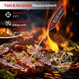 YFL Digital Meat Thermometer, Instant Read Food Thermometer, Large LCD Display, Waterproof Cooking Thermometer for Oven BBQ Grill Smoker Beef Turkey Camping & Kitchen Gadgets