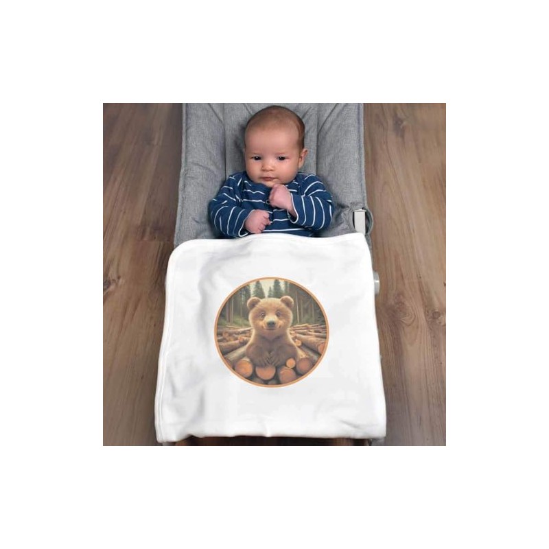Azeeda 'Smiling Bear Cub' Cotton Baby Blanket/Shawl (BY00039768)