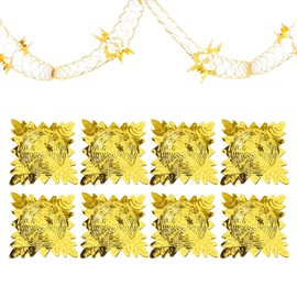 8 Pcs Christmas Ceiling Decorations Indoor,Hanging Foil Garland Xmas Tree Garlands Holiday Party Supplies,House Roof Decoration Accessories Bars Swirl Festive Streamers,for Outdoor Decor (Gold)