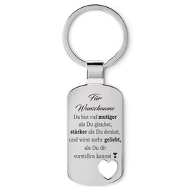 Lieblingsmensch Keyring with Filigree Laser Engraving Model: For (Desired Name) - Heart / Optionally You Can Personalise the Back with Your Desired Text, Motif with desired text