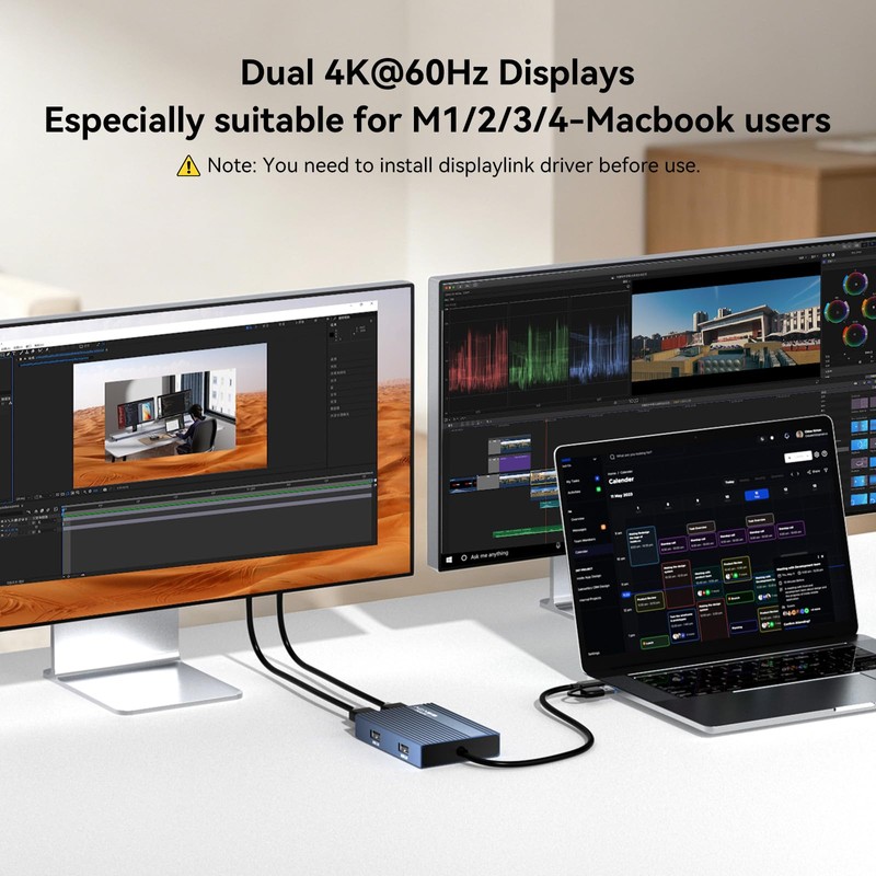 ACASIS USB C DisplayLink Adapter, 4K@60Hz DisplayPort Docking Station for