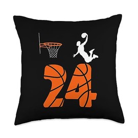 Slam Dunk Basketball Birthday Gifts 24 Year Old Slam Dunk Its My 24th Birthday Basketball Throw Pillow, 18x18, Multicolor