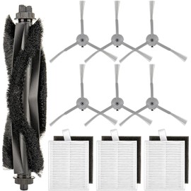10 Pack Replacement Parts for eufy L60, L60 Hybrid, L60/L50 SES, L50 Series Robot Vacuum Robot Vacuum Cleaner, Accessories Kit includes 1 Roller Brush, 3 HEPA Filters & Foam Filters, 6 Side Brushes