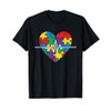 Puzzle Heart Heartbeat Colorful Design T-Shirt