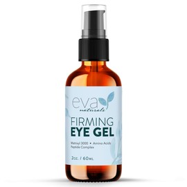 Eva Naturals Eye Gel for Dark Circles, Bags & Puffiness – Anti-Aging Serum with Peptides, Hyaluronic Acid & Botanicals – Firming Under Eye Treatment for Wrinkles, Fine Lines & Tired Skin – 2 oz