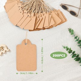 200 Piezas Etiquetas Papel Kraft, Etiquetas de Regalo Etiquetas Para Ropa Para Etiquetas de precio Personalizadas, Etiquetas de Precio para Joyería, Etiquetas para Manualidades