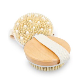 Woodlife® - Cepillo corporal de cerdas naturales, cepillo para masaje exfoliante y estimulante, ayuda a la celulitis y estimula la circulacion sanguinea.