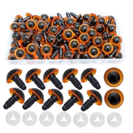 100Pcs Safety Eyes and Secure Washers - Thalinfayi 15mm Orange Plastic Safety Eyes Crochet Craft Eyes for Amigurumi, Crafts, Crochet Doll DIY Stuffies Worked Supplies