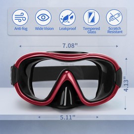 Diving Mask , Professional Anti-Fog Snorkel Goggles, Anti-Leak Swim Mask with Soft Adjustable Strap & Mesh Bag, Earplug
