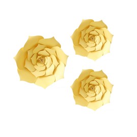 3pcs Party Paper Flower Wedding Flower Backdrop Decorations DIY Handcrafted Flower for Wedding Backdrop Nursery Wall Decoration (Flower-1, Yellow)