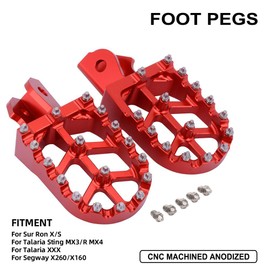 IUVWISN Motorcycle Footpegs Wider Foot Pegs CNC for Surron Sur Ron LBX E-Ride Pro SS/S Talaria Sting MX3/R MX4 Electric Dirt Bike Red