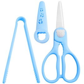 OIIJIOK Ceramic Scissors for Baby Food Set,Baby Food Scissors with Tongs,Portable Toddler Shears with Protective Blade Cover and Travel Case,Ideal for Noodles, Meat, Chicken, Veggies and Fruits