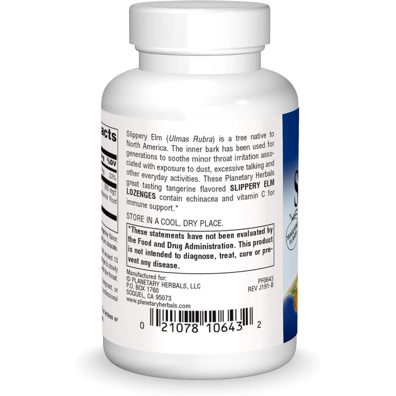Planetary Herbals Slippery Elm Lozenges, 100 Count