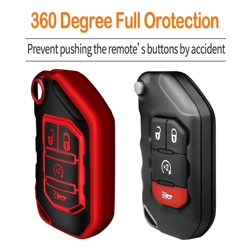 Sindeda for Jeep Key Fob Cover with Keychain Soft Full