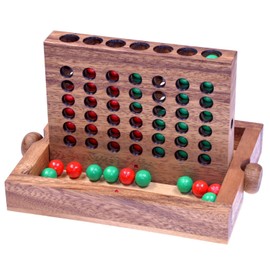 Four in a Row Size L Four Row – Bingo 4 – Wooden Strategy Game – Intelligence Toy with Coloured Balls