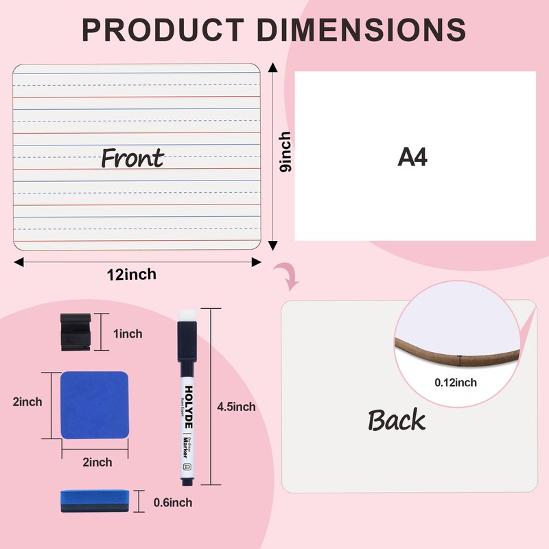 Set of 24 Dry Erase Boards, Double Sided Small Whiteboards