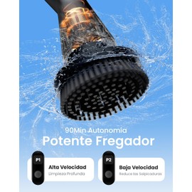 Leebein Cepillo Eléctrico para Baño Limpieza, 2026 Fregadora Giratoria Eléctrica, IPX7 Impermeable con 7 Cabezas, Mango Extensible y 2 Velocidades para Baño, Suelo, Cocina y Coche