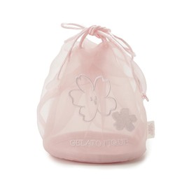 Gelato Pique PWGB251713 PNK Sakura Embroidered Organza Drawstring Pouch, pink (PNK)