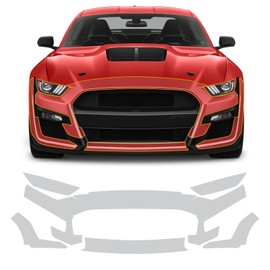FDAIUN Clear Car Pre-Cut Paint Protective Film Self Adhesive for 2021-2022 Ford Mustang Shelby GT500 Rainproof Waterproof HD Scratch Exterior Accessories (Front Bumper & Headlight 6Pcs)