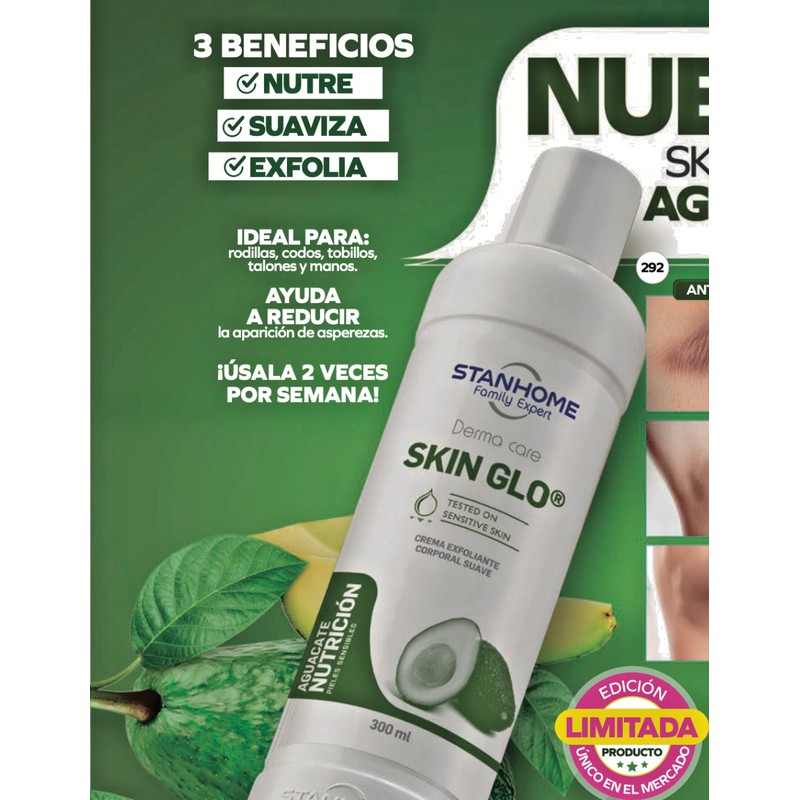 STANHOME DERMA CARE SKIN GLO AVOCADO EXFOLIATING BODY CREAM 300