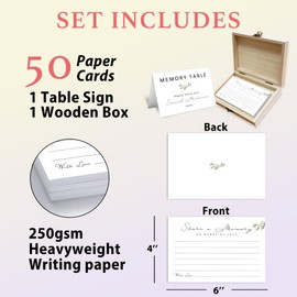 Share A Memory Cards For Celebration of Life Decorations, 50 Psc Share A Memory Box For Funeral Memorial for Funeral Wedding Birthday Graduation Bridal Shower Guest Book Ideas(Olive Leaf) -A03