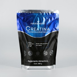 Natural Health Creatina Monohidratada de Alta Pureza En Polvo Sin Sabor, Preworkout, Alto Rendimiento | 120 Servicios | 600g.