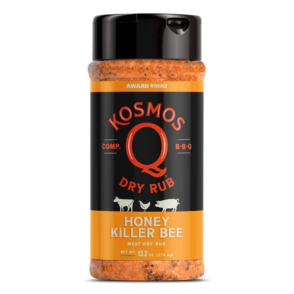 Kosmos Q Honey Killer Bee BBQ Rub | Sweet & Savory Blend | Great on Brisket, Steak, Chicken, Ribs & Pork | Best Barbecue Rub | Meat Seasoning & Spice Dry Rub | 13 oz Shaker Bottle