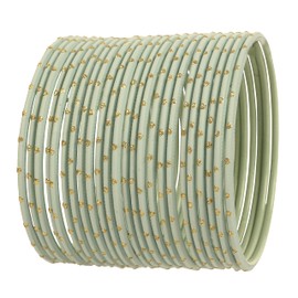 Touchstone Colorful Bangle Collection Indian Bollywood Exclusive Golden Glaze Pista Color Designer Jewelry Special Large Size Bangle Bracelets. Set of 24 for Women.