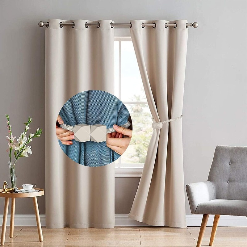4 Packs Magnetic Curtain Tiebacks for Drapes, Convenient Drape Tie