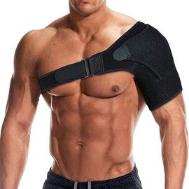 Shoulder Support with Pressure Pad, Adjustable Shoulder Support Bandage, Adjustable Shoulder Strap for Arthritic, Torn Rotator Cuff, for Right or Left Shoulder