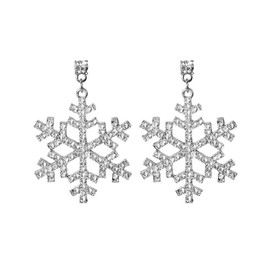 Snowflake Earrings for Women Christmas Snowflake Earrings Acrylic Snowflake Dangle Earrings Cute White Pom Pom Pearl Earring Winter Earrings Christmas Gift for Women (Snowflake B)
