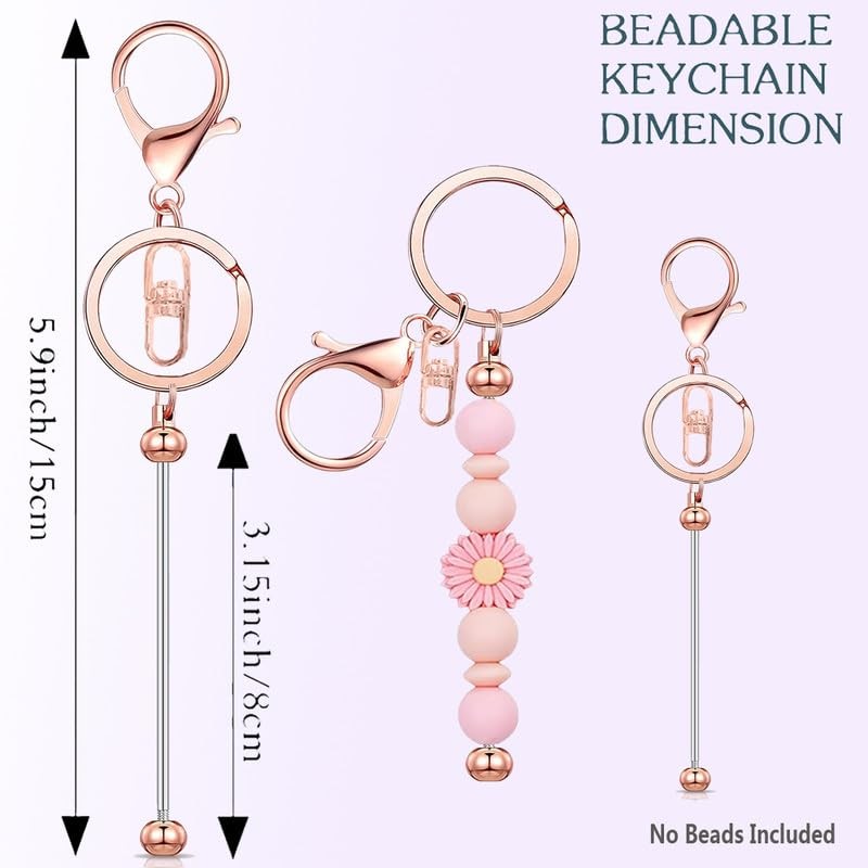 Sugiury 6 Pcs Beadable Keychain Bars Bulk for Beads DIY