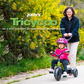 Joovy Tricycoo Fold & Go Toddler Tricycle Featuring Removable, Adjustable Push Handle, Lockable Front Pedals, Height-Adjustable Seat, 3-Point Safety Harness, and Rear Storage Box (Rorange), Large