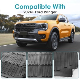 Aftermarket Products Truck Trunk Bed Mat For 2024-2025 Ford Ranger 5FT Bed TPE Rubber Liner Black