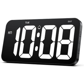 Digital Wall Clock Large Display,10.8” USB Power LED Wall Clock with Jumbo Clear Digits, Week,Date,Time Memory,Adjustable Brightness, Desk Clock For Living Room,Kitchen, Bedroom,Classroom,Office,Gym