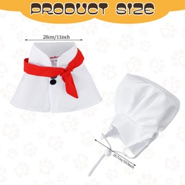 Pet Chef Hat, White Pet Hat Chef Appearance Pet Clothing, Adjustable Cooking Chef Cap and Cloak Shirt Costume Set, Pet Headwear and Clothes Apparel Accessories for Pet Supplies