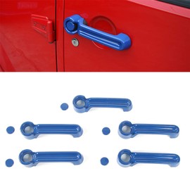 JeCar - Juego de insertos de manija de puerta y cubierta de manija de puerta trasera para Jeep Wrangler JK JKU Unlimited Rubicon Sahara Accesorios Piezas 2007-2018 (azul)