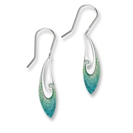 Ortak 925 Sterling Sliver Handmade Drop Earrings Complemented Hot Glass Hand Enamel In Tundra Colourways Bali Collection High Polished Scottish Fine Jewellery Made In Scotland